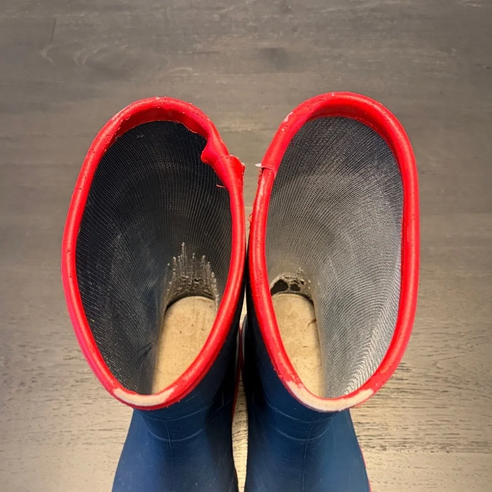 Kids Blue and Red Rain Boots